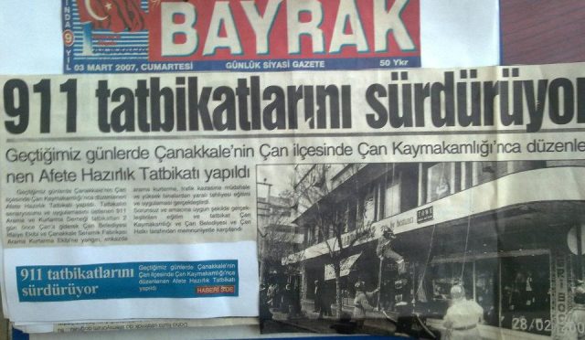 ÇANAKKALE/ÇAN ,İLÇESİNDE DEPREM TATBİKATI GERÇEKLEŞTİRİLDİ.